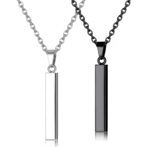 Pack of 2 Silver+golden100% Pure Stainless Steel Vertical Bar Necklace/Locket/Chain for Men/Boys