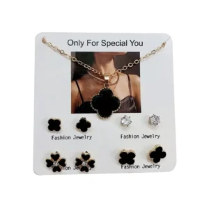 Pack of four (4) pairs of earrings(tops) and one 1 necklace for girls