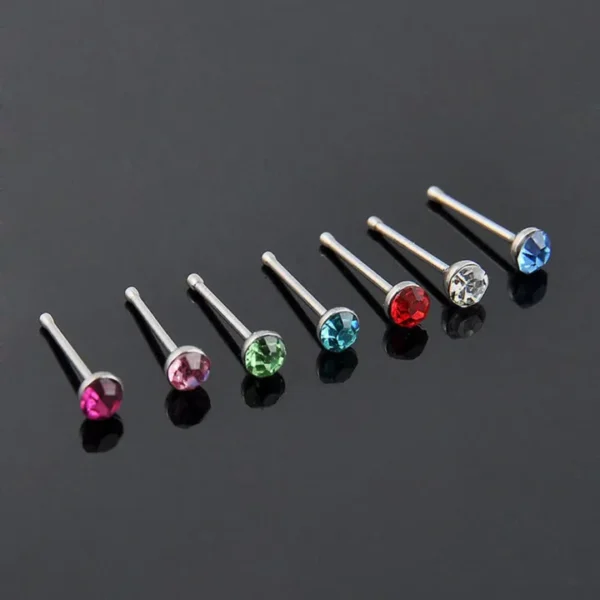 12 PCs Silver And Multicolor Nose Pins Stainless Steel Nose Rings Naak Ki Bali Naak Ka Koka Naak Ki Nathni Nath For Women Girls Daily Wear Nose Accessories Traditional Nose Jewelry Stylish Nose Pins Party Wear Nose Rings Fashion Jewelry - Image 5