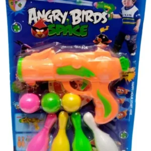 Ball shooter gun with soft safe balls and bowling targets. plastic Gun with Balls SUPER GUM