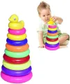 Kids Ring Pile Up Toys 10 Pcs With Happy Duck Head Multicolor Ring Game for Kids Ring Toss - Image 4