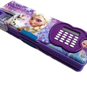 Double Sided Magnetic Button Geometry box with Calculator and Sharpener for boys and girls, Assorted Character