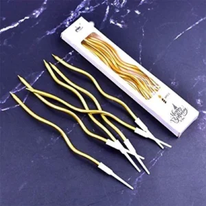 Pack of 6 Candles Twisty Birthday Candles Set Metallic Curly Coil Candles with Holders Cake Cupcake Candles Long Thin Wedding Birthday Candles Kids,Party Cake Decoration