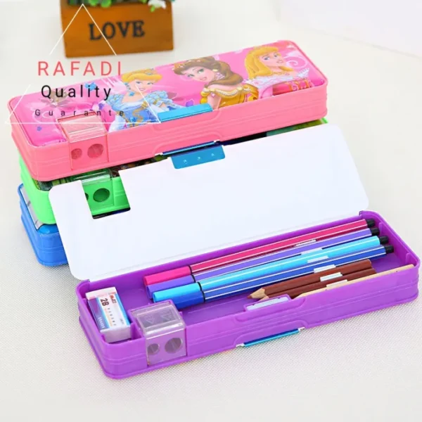 Pencil shine magnetic double layer geometry Box for girls and boys