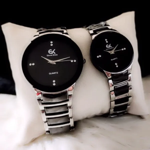 Pair for Couple) Round Dial Steel Strap Watches for Lovebirds Girl and Boy - Image 3