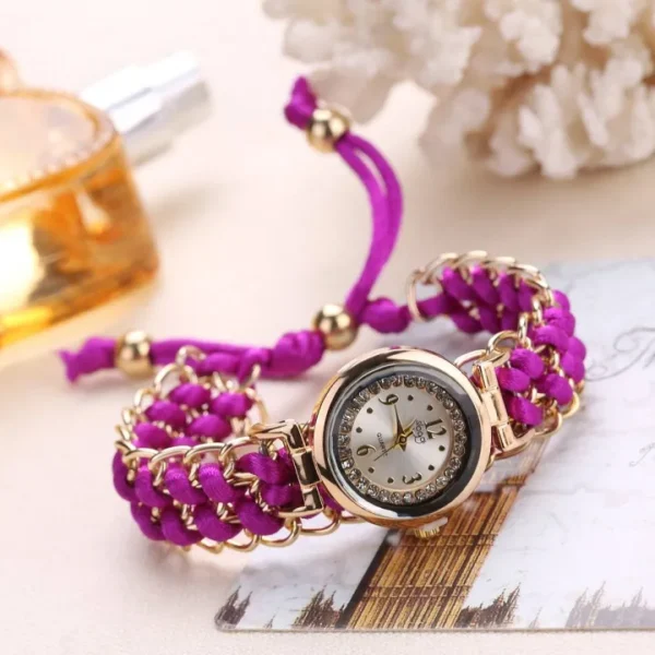 Luxury Stylish Girls Analog Handmade Braided Bracelet Watch Thread Knitted Weaved Strap Women Dress Casual WatchesFemale Ladies Wrist Watch Best For Personal Use Or Gift Birthday Party - Image 2