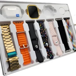 Orignal i20 Ultra Max Suit Smart Watch For Boys Girls Men Women 10 in 1 Box 2.3inch Large Screen Display 7 Straps in 1 Smart Watch with Earbuds Multi sport Waterproof Sleeping Call Heartbeat Rate Monitoring