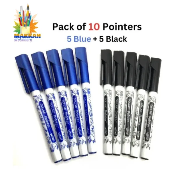 Dollar Pointer Wow Blue & Black Colors - Pack of 10 Pcs 0.3mm Fineliner - Available In Salemela