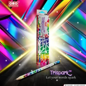 pencil oro trispark 516-sparkle /black lead pencil with multy color eraser