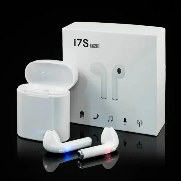I7S airpods Bluetooth Wireless Earbuds - i7S Double Wireless Bluetooth Hand Free with Power Stereo Earphones White bluetooth ear phone for all cell phones use - Image 2