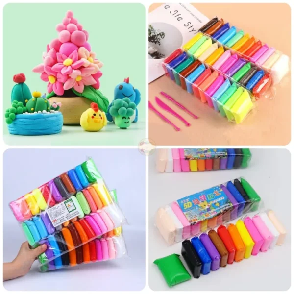 36 Pcs Pack Different colors Soft Rainbow Color Modeling Play Dough Set Fomic Play Dough Air Dry Polymer Clay with Free Tools Foamic Polymer Light Clay Slime Playdough For Kids With Free Tools