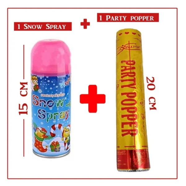 1 Party Poppers + 1 Snow spray wedding , birthday party , Bridal shower , Baby Shower Bridal shower and other Celebrations