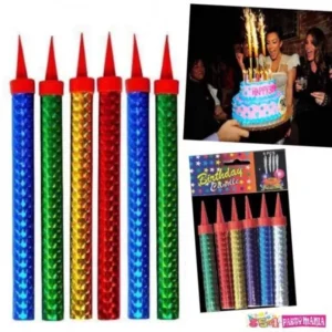 Sparkle Cake Candle Pack of 6 for Birthday Celebrations and Special Events Decorative Shiny Look Candles for Cakes