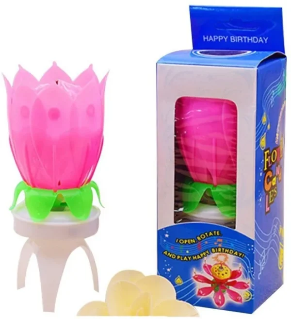 Rotaiting Flower Musical Cake Candle – Cake Decor, Party, Birthday, Christmas, Marriage Anniversary Decoration