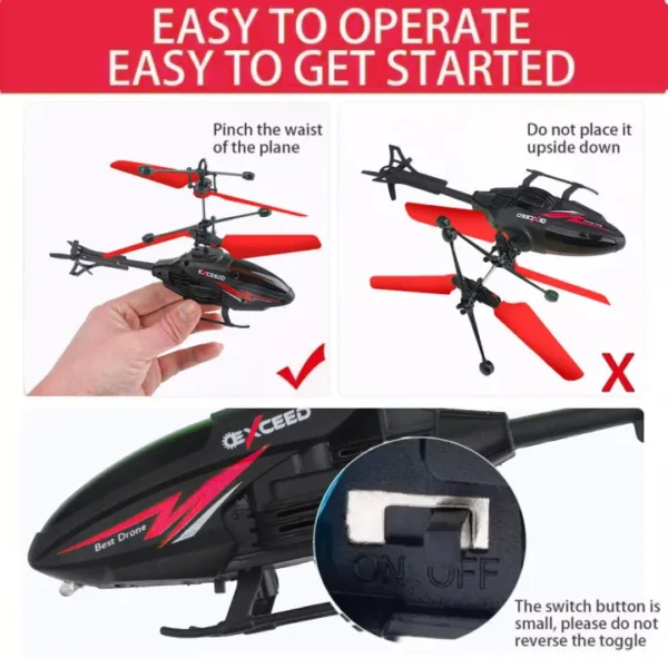 Remote Control Helicopter Cool Electric Airplane Toys for Kids RC Helicopter with LED Toys for Boys and Girls - Image 3