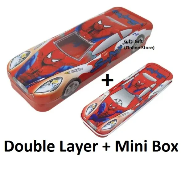 Car Style Geometry Box Pencil Box for Kids (Steel Material) 2 in 1 Geometry Box in New Style