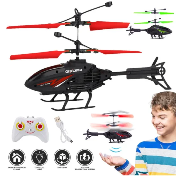 Remote Control Helicopter Cool Electric Airplane Toys for Kids RC Helicopter with LED Toys for Boys and Girls - Image 4