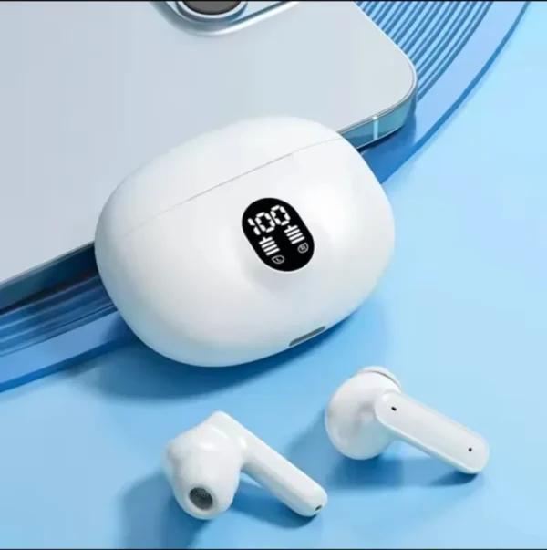 AirPods - Style TWS Wireless Earbuds – Bluetooth 5.3, ENC Noise Cancellation, LED Display, HiFi Stereo – Black & White Earbuds - Image 2